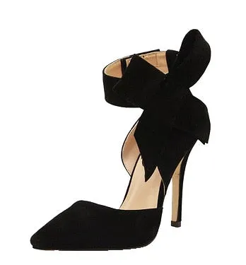 2021 Fashion sexy big bow pointed toe 11CM high heels sandals shoes woman ladies wedding party pumps dress shoe