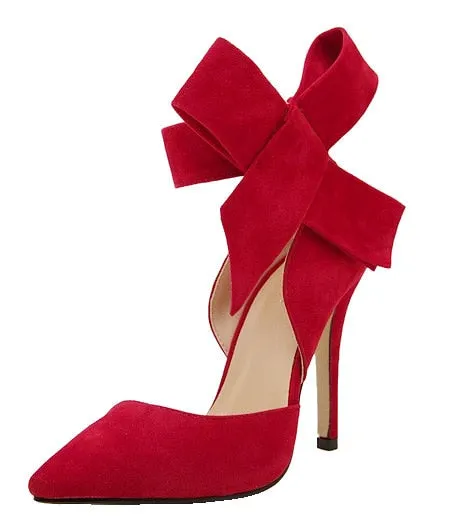 2021 Fashion sexy big bow pointed toe 11CM high heels sandals shoes woman ladies wedding party pumps dress shoe
