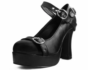 Black Bondage Strap Platform Heel