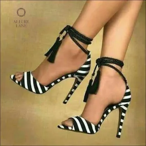 Black Striped Strap Sandals