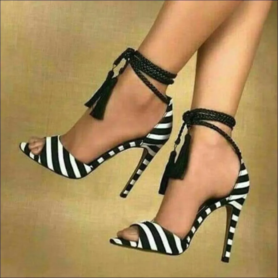 Black Striped Strap Sandals