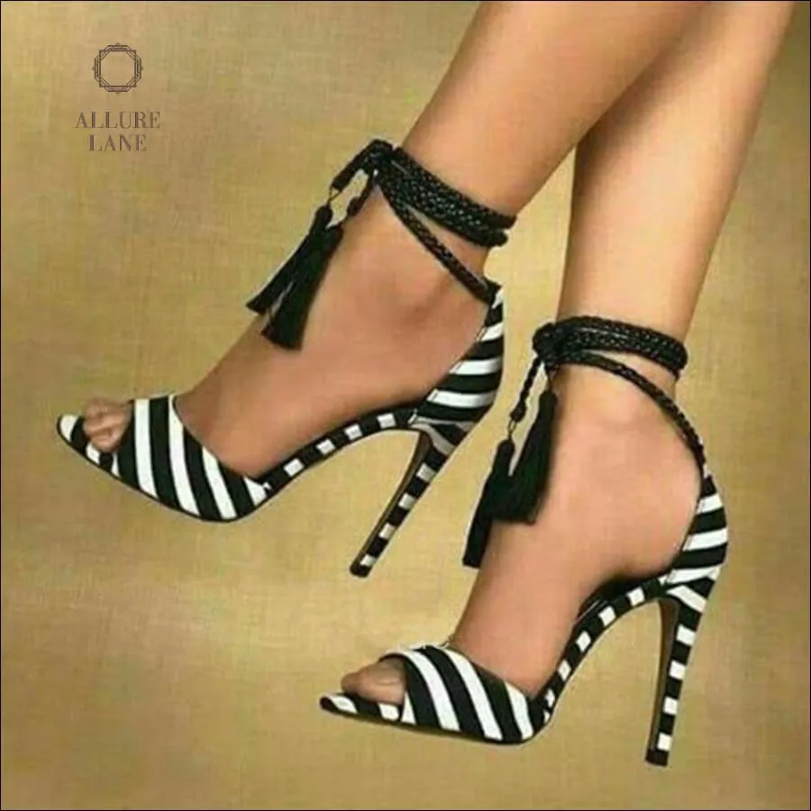 Black Striped Strap Sandals