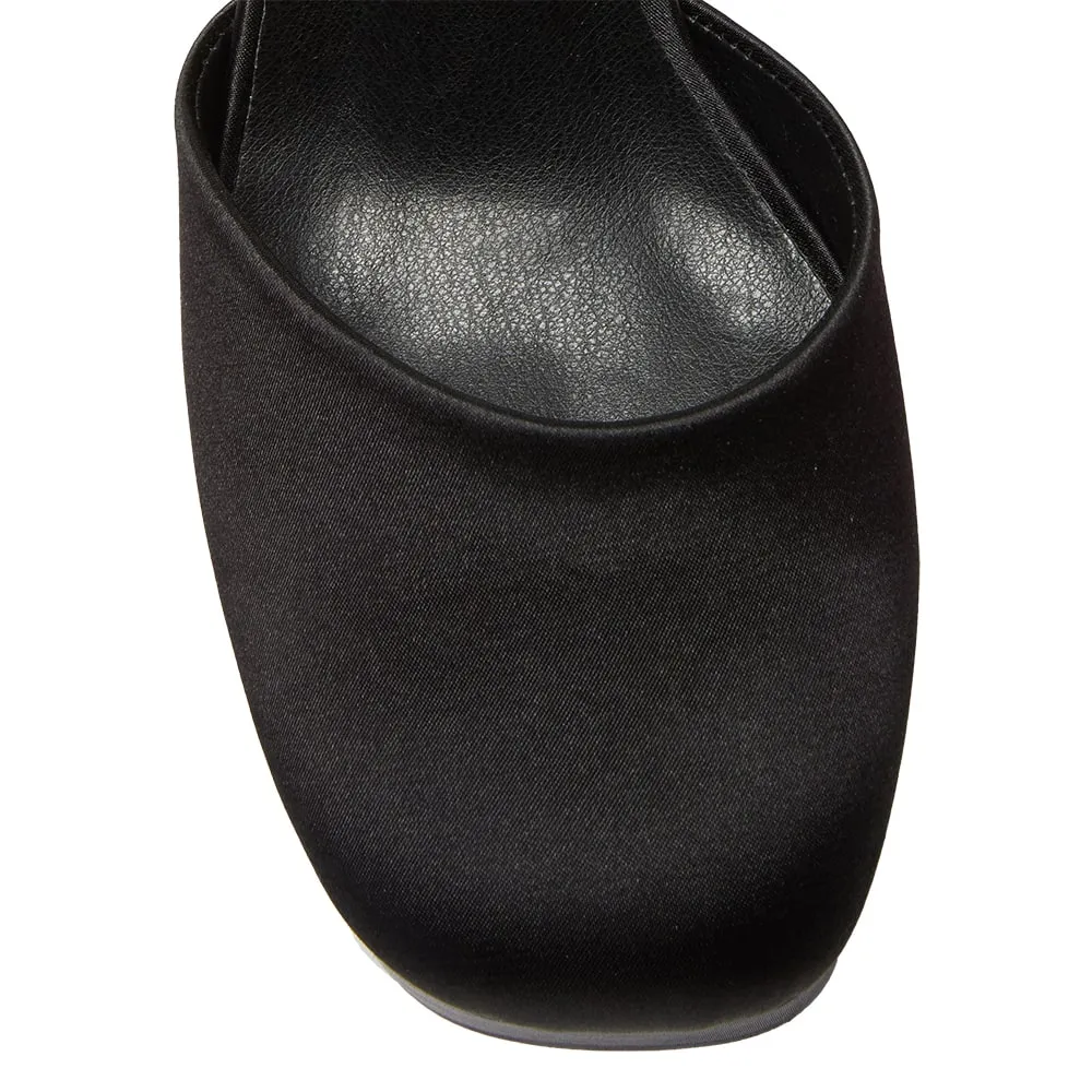 Chase Heel in Black Satin