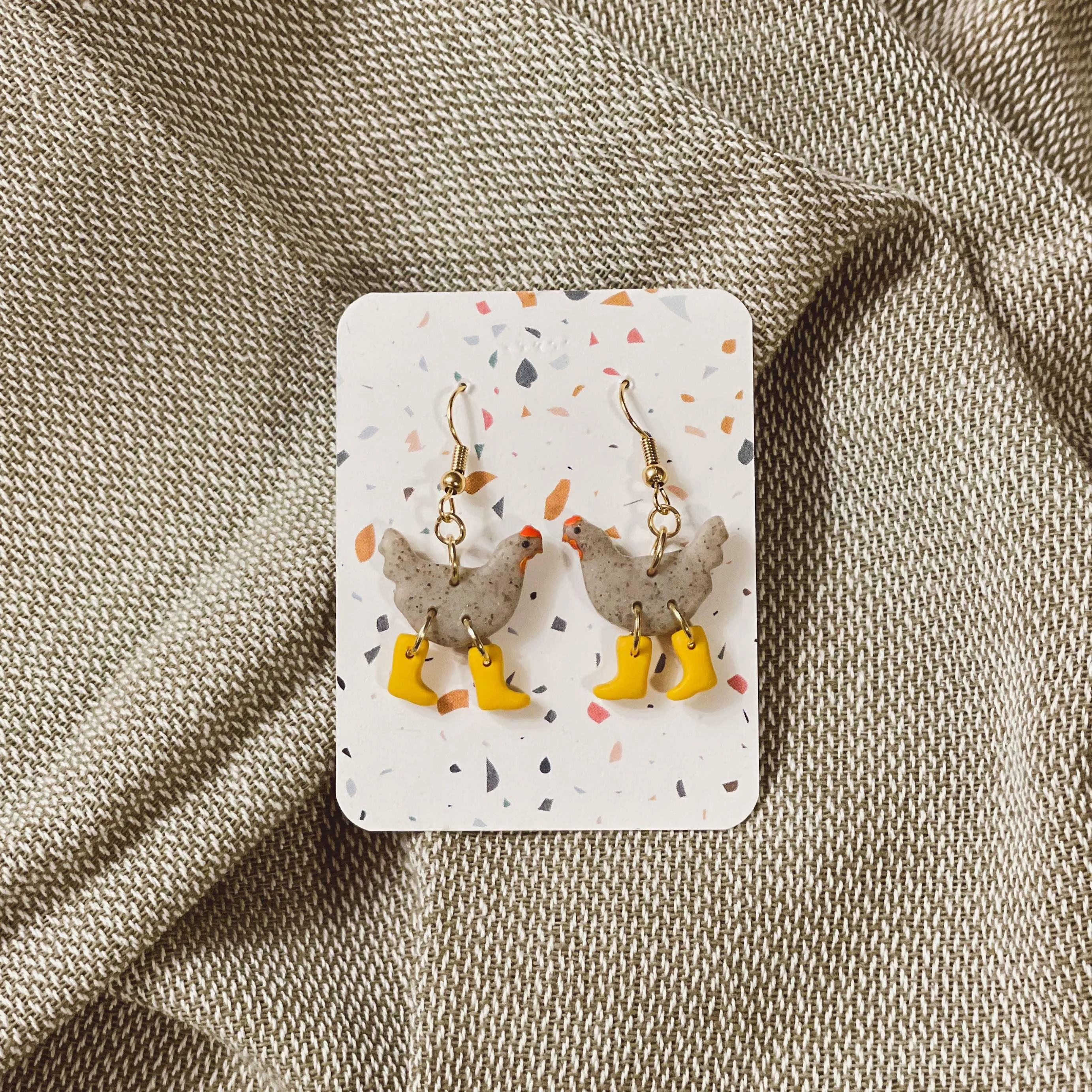 Chickens in Rain Boots Earrings