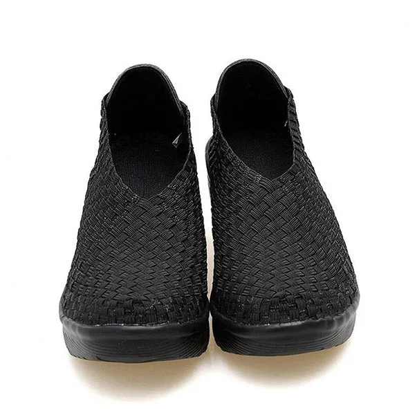 Color Match Knitting Elastic Handmade Slip On Casual Outdoor Shoes