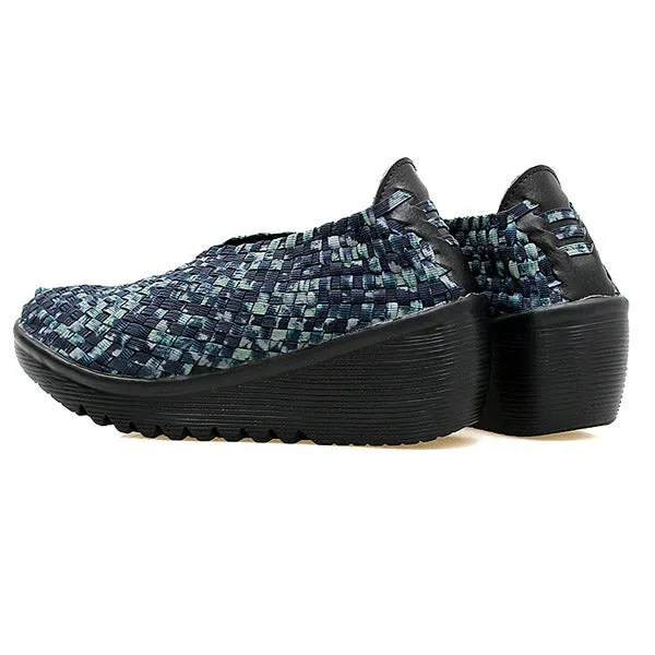 Color Match Knitting Elastic Handmade Slip On Casual Outdoor Shoes