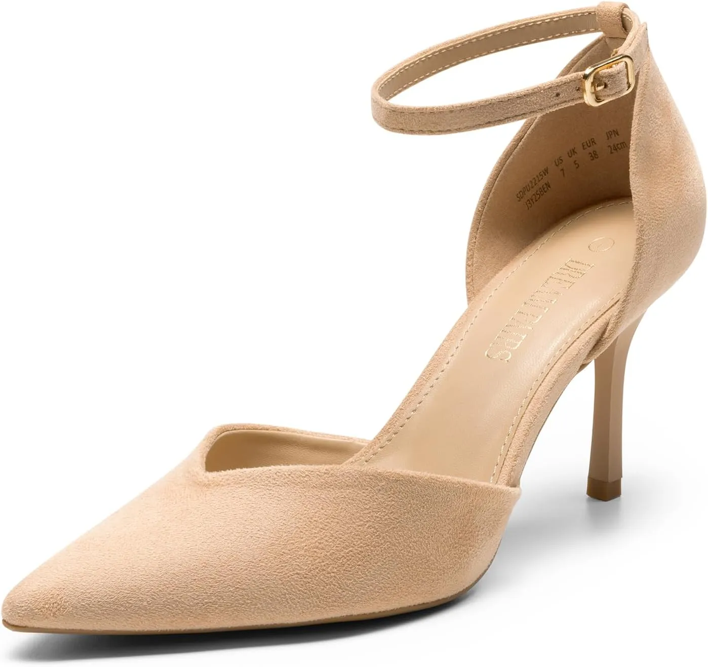 DREAM PAIRS Womens High Heels Strappy Closed Toe Stiletto Ankle Strap Pointed Toe D'Orsay Heel Dress Wedding Party Pumps Shoes