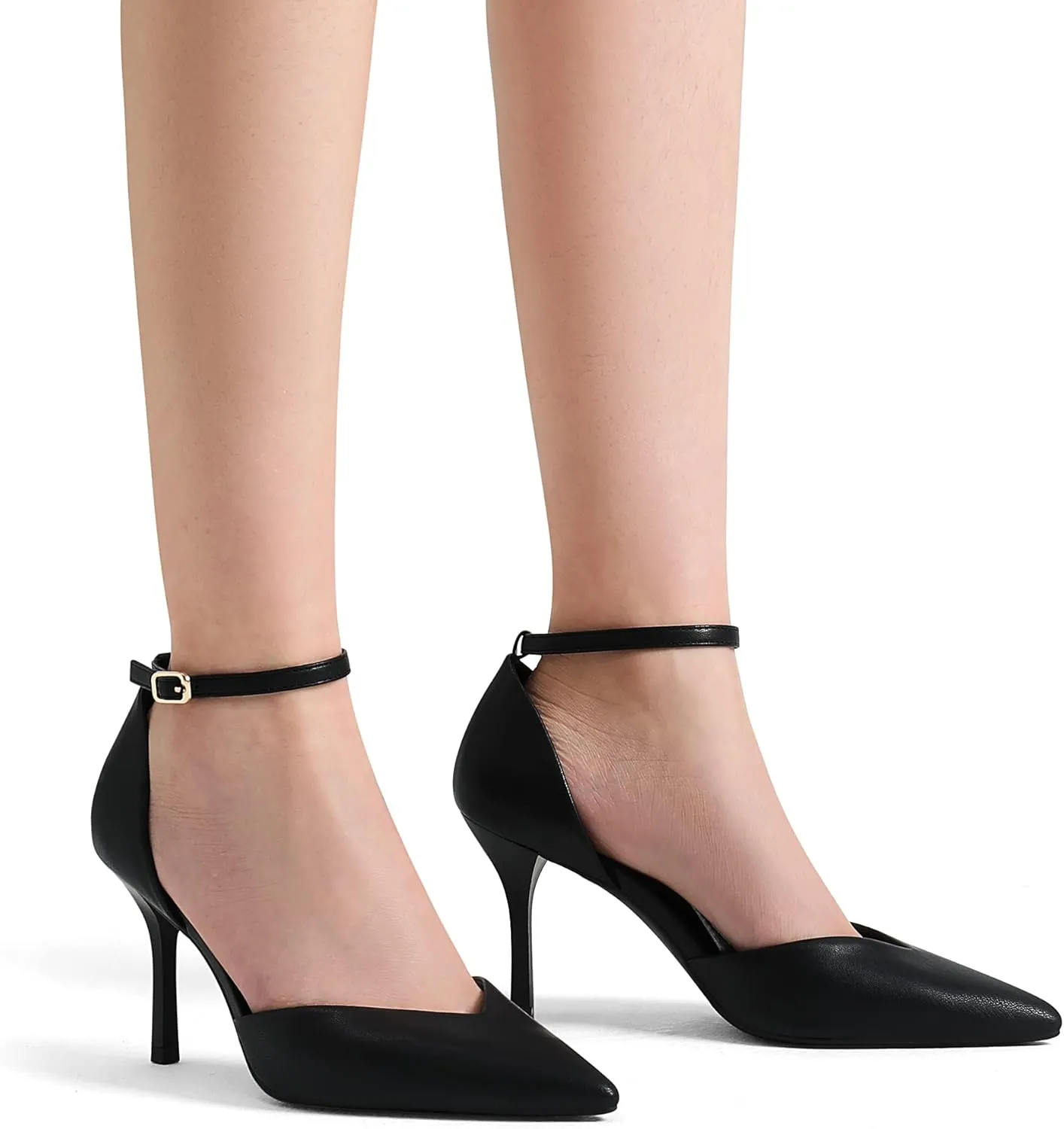DREAM PAIRS Womens High Heels Strappy Closed Toe Stiletto Ankle Strap Pointed Toe D'Orsay Heel Dress Wedding Party Pumps Shoes