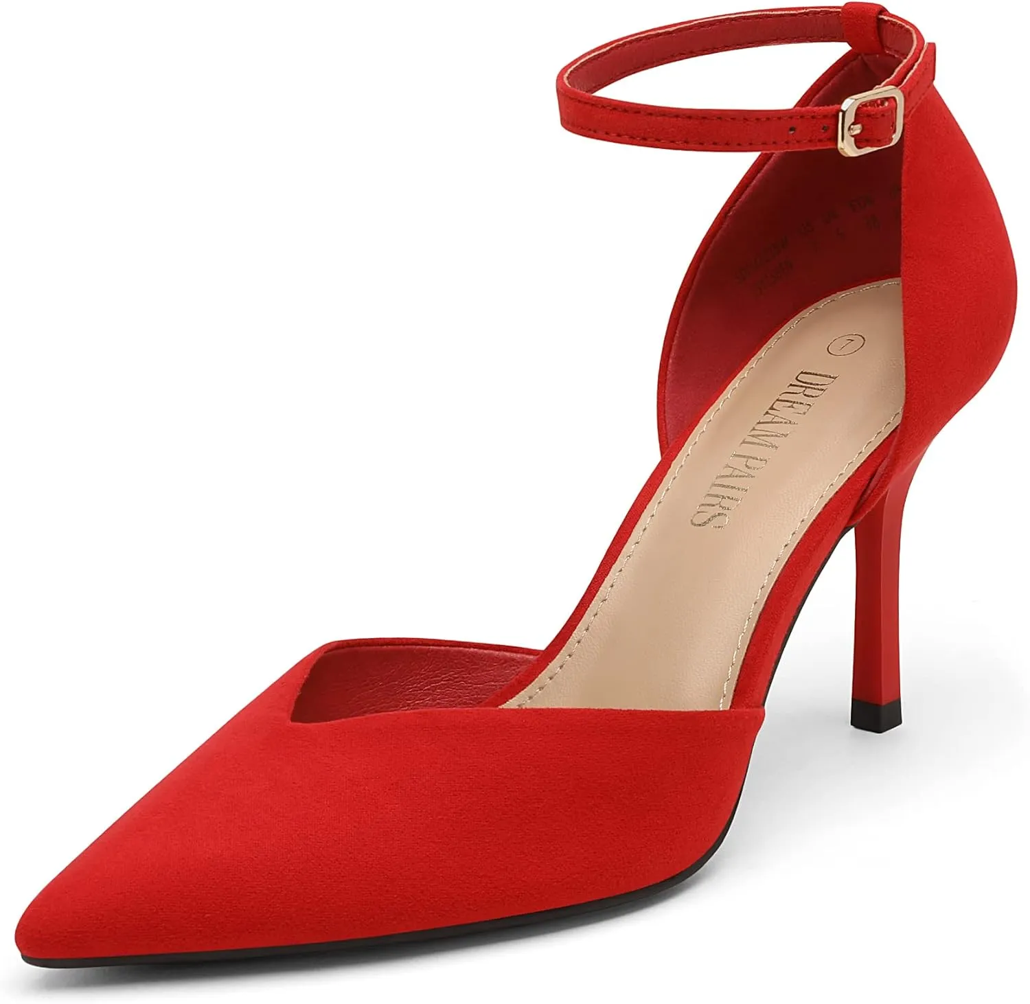 DREAM PAIRS Womens High Heels Strappy Closed Toe Stiletto Ankle Strap Pointed Toe D'Orsay Heel Dress Wedding Party Pumps Shoes
