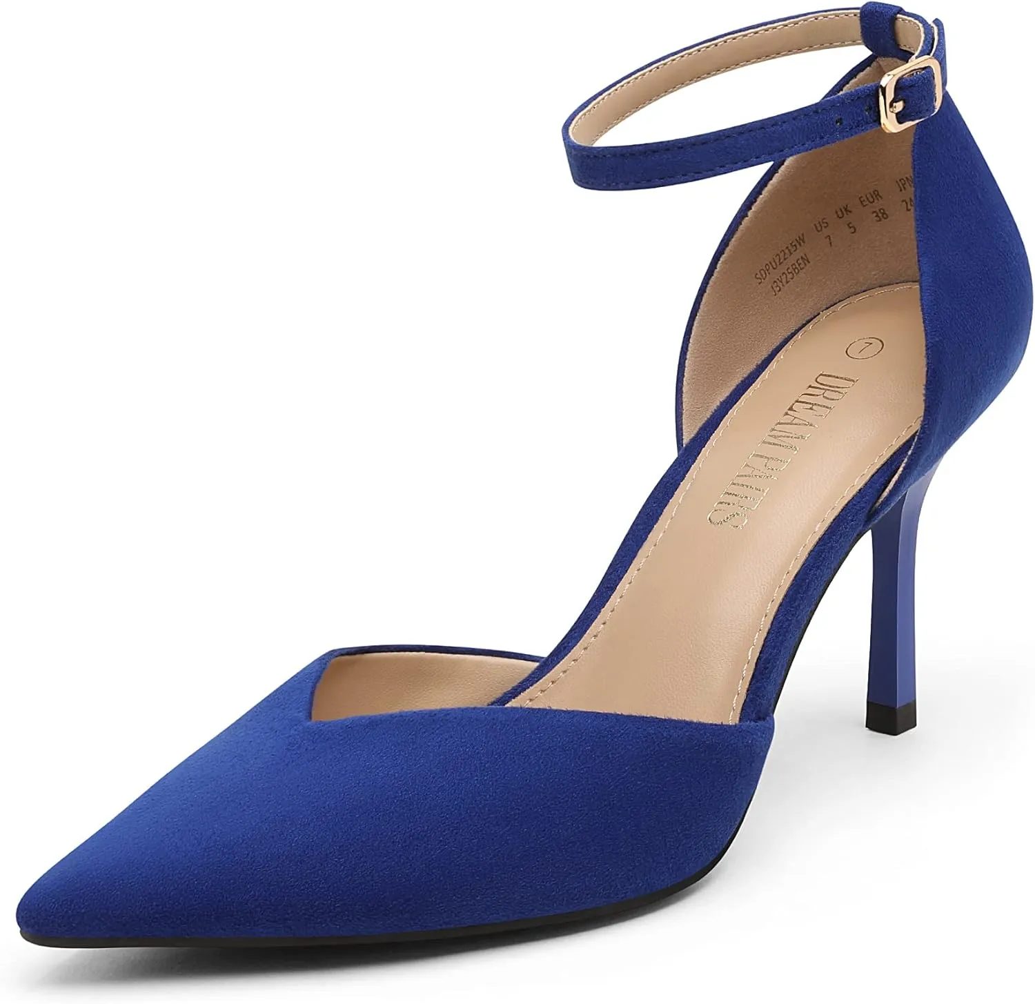 DREAM PAIRS Womens High Heels Strappy Closed Toe Stiletto Ankle Strap Pointed Toe D'Orsay Heel Dress Wedding Party Pumps Shoes