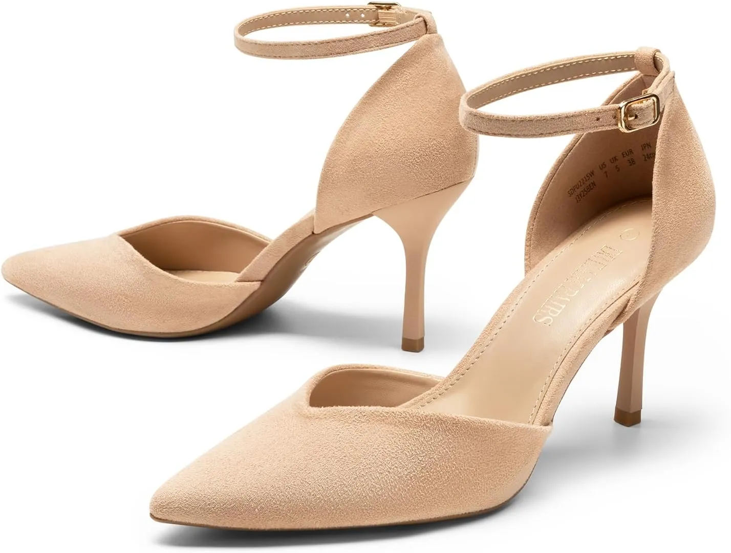 DREAM PAIRS Womens High Heels Strappy Closed Toe Stiletto Ankle Strap Pointed Toe D'Orsay Heel Dress Wedding Party Pumps Shoes