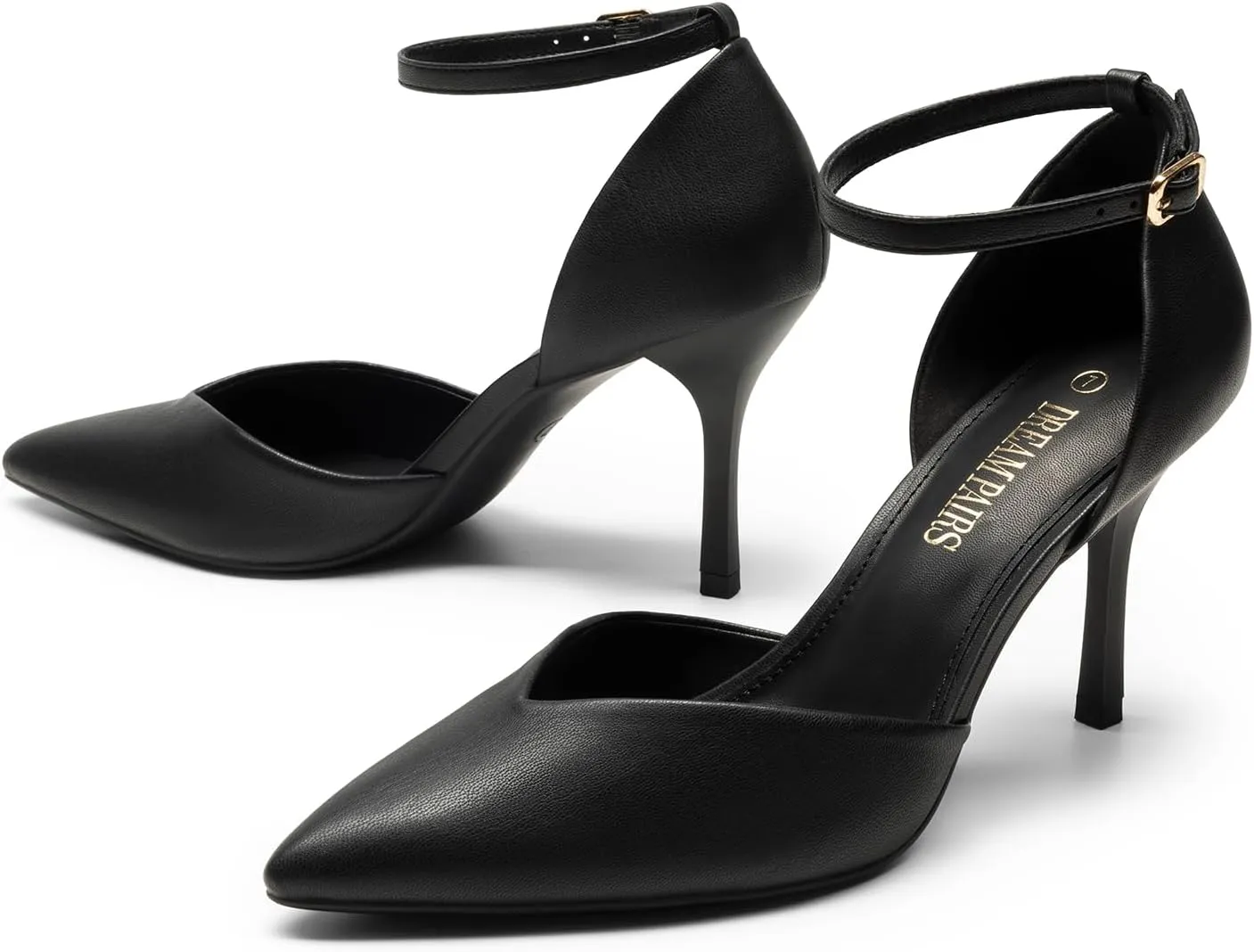 DREAM PAIRS Womens High Heels Strappy Closed Toe Stiletto Ankle Strap Pointed Toe D'Orsay Heel Dress Wedding Party Pumps Shoes