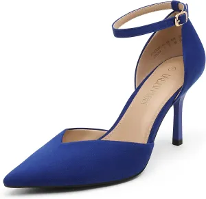 DREAM PAIRS Womens High Heels Strappy Closed Toe Stiletto Ankle Strap Pointed Toe D'Orsay Heel Dress Wedding Party Pumps Shoes