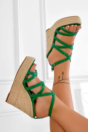 ELLIE - Sandali espadrillas Alexoo verdi stringati