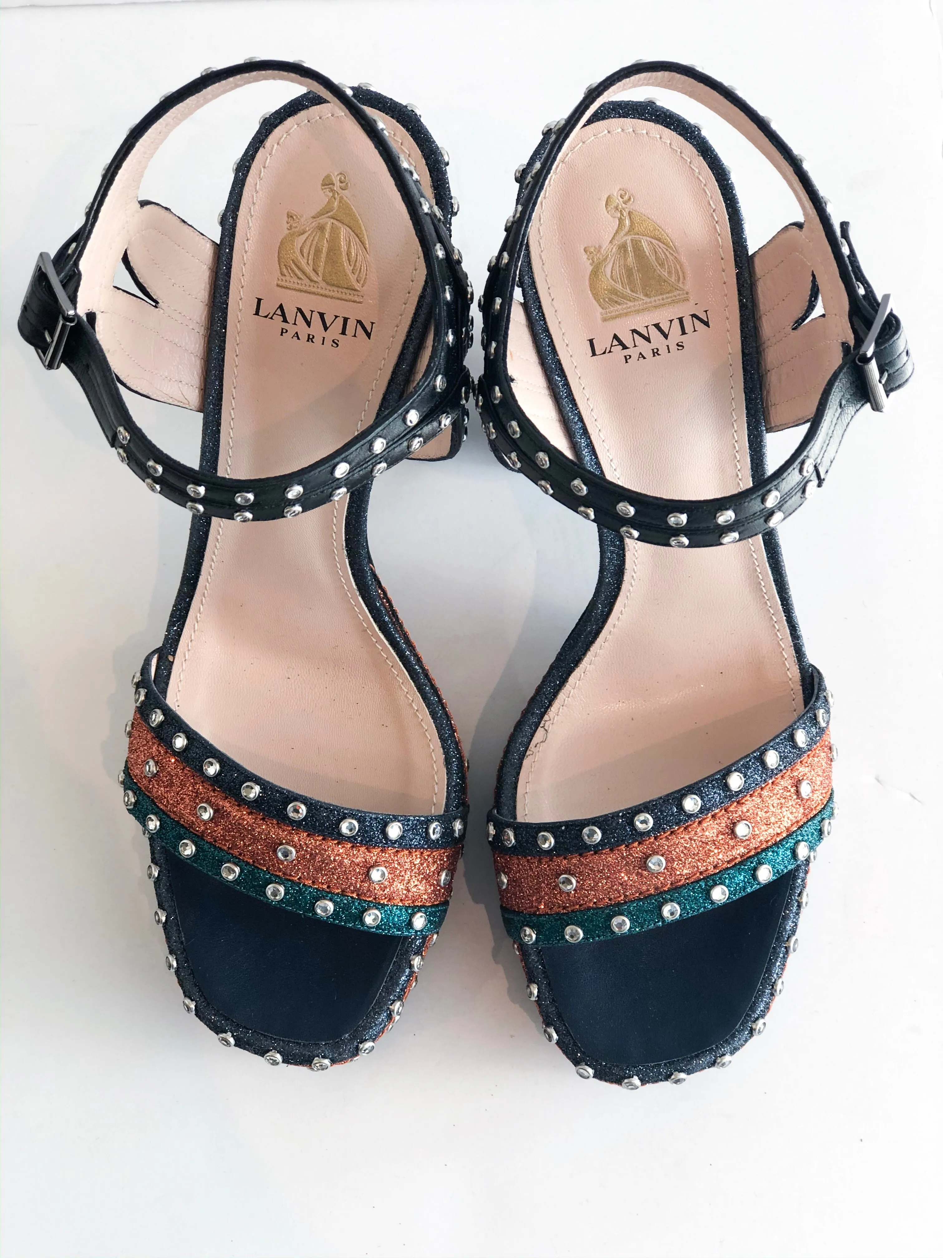 Lanvin Jeweled Platform Heels