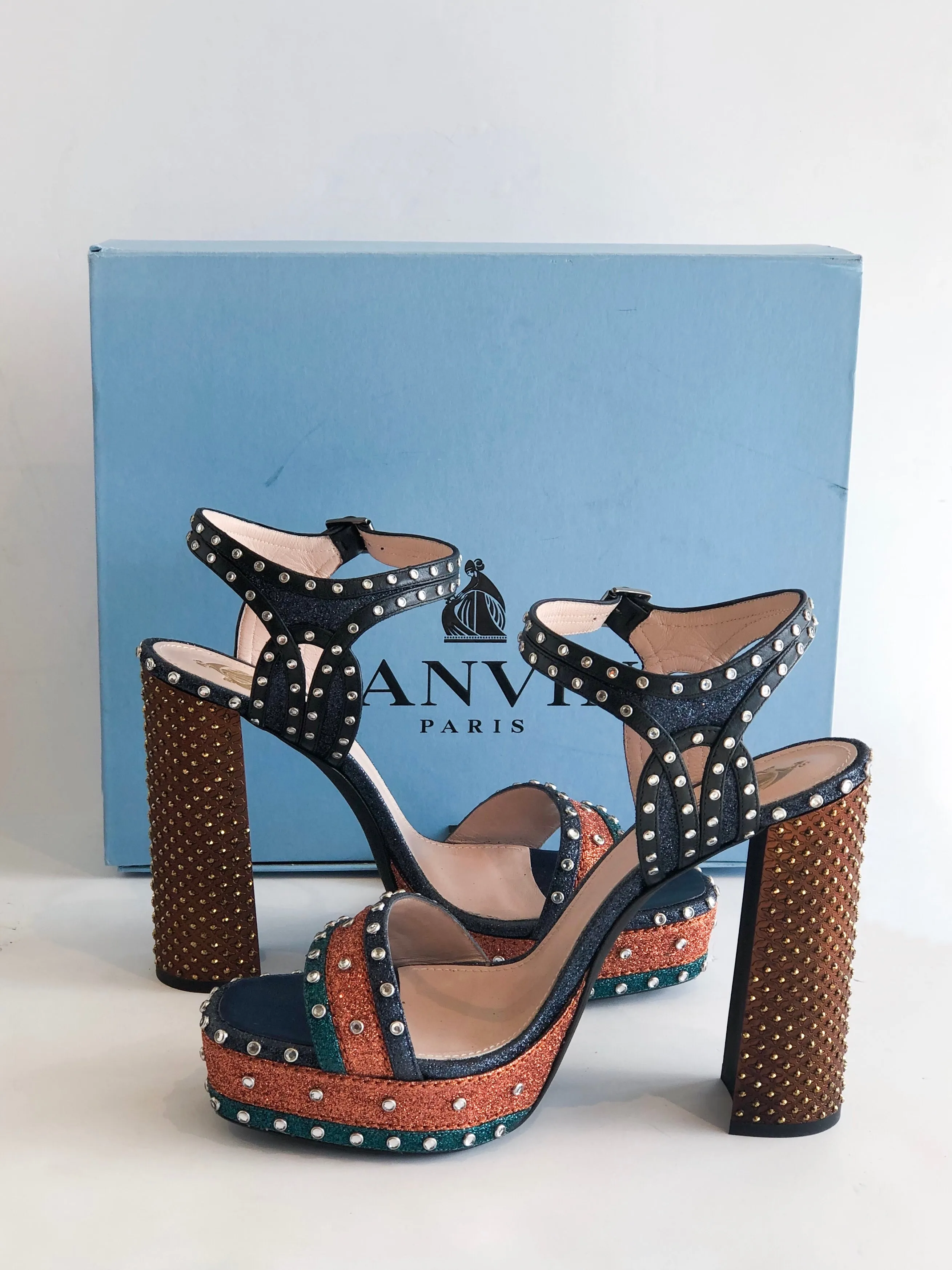 Lanvin Jeweled Platform Heels