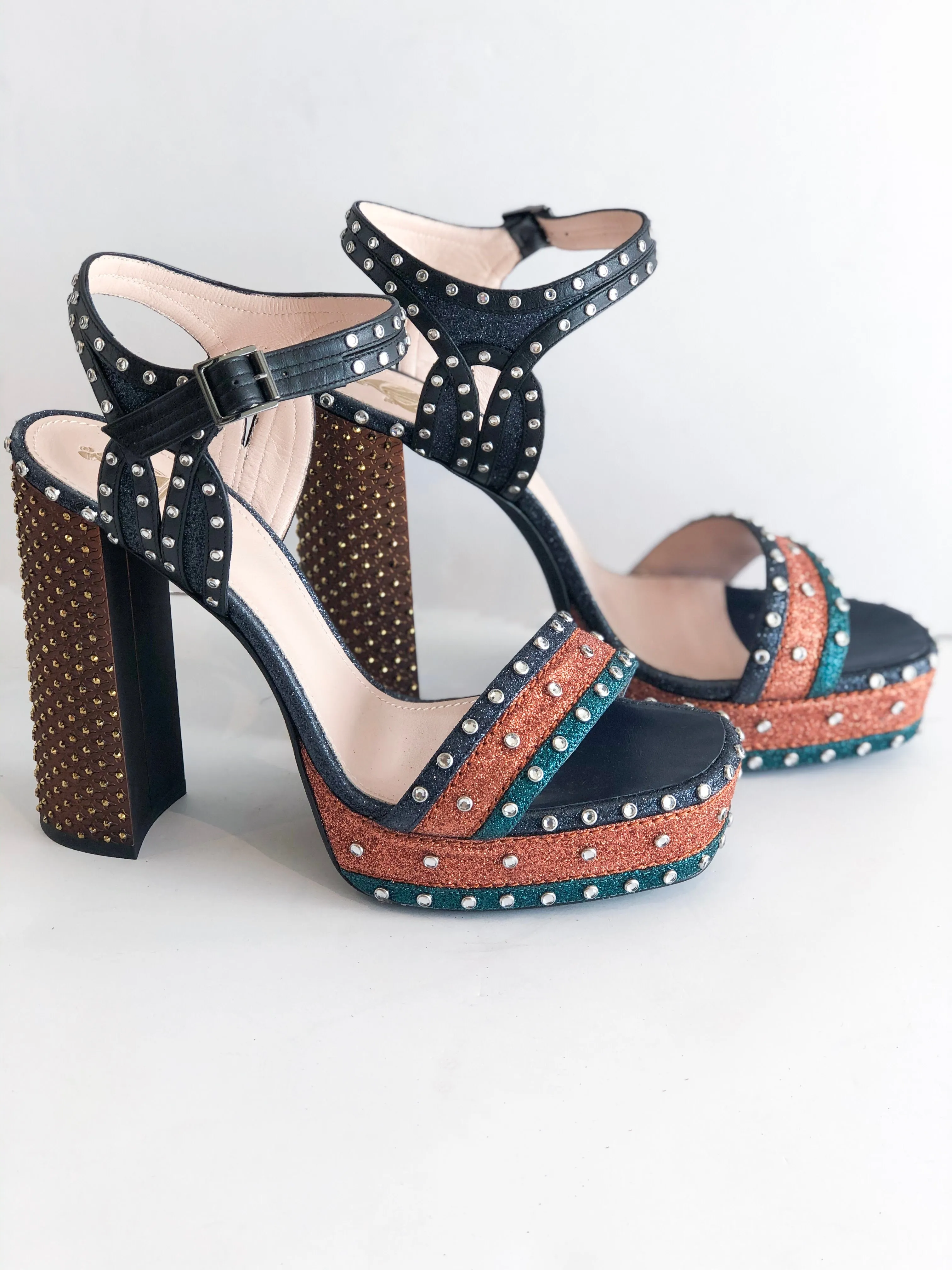 Lanvin Jeweled Platform Heels