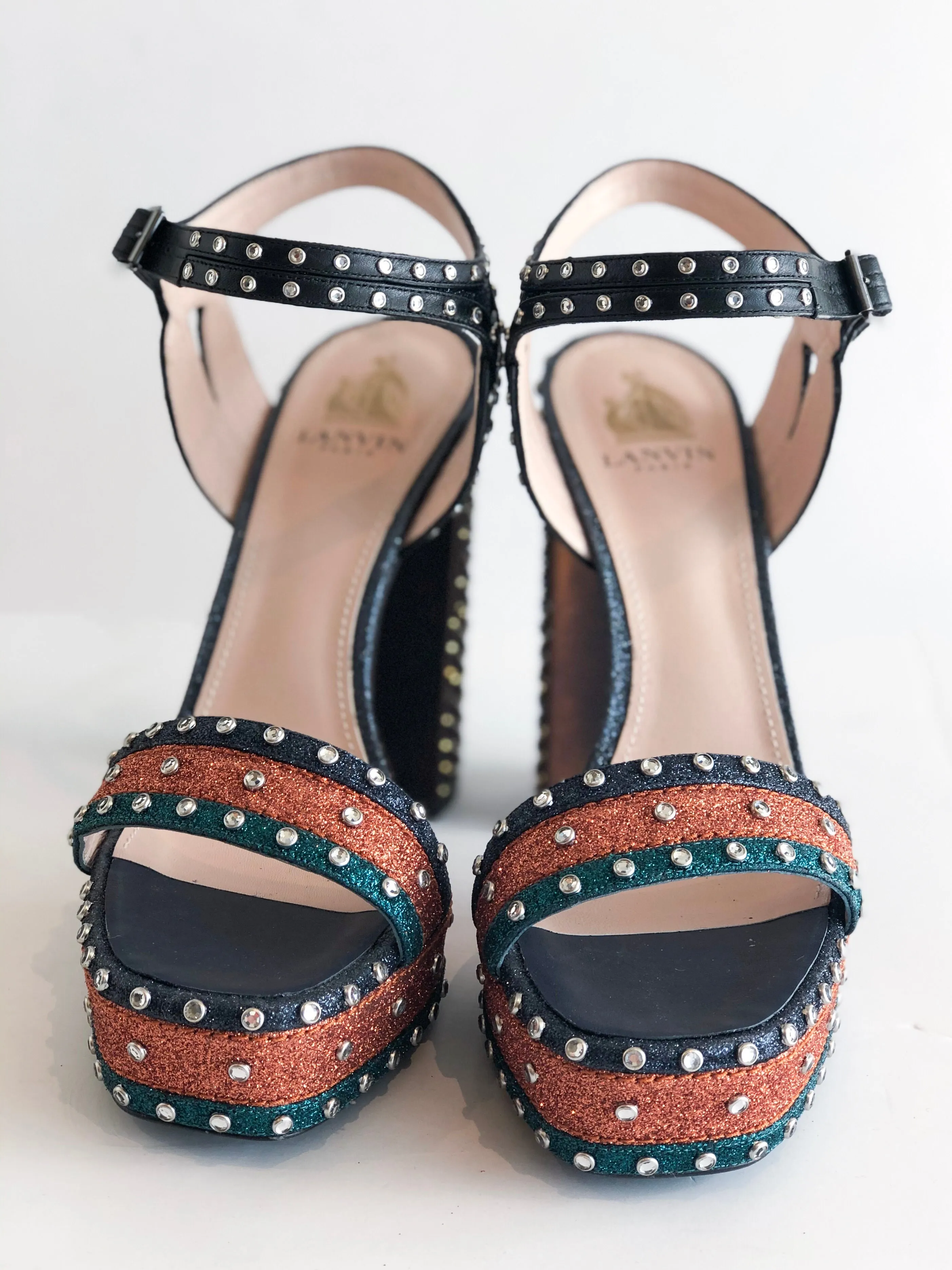 Lanvin Jeweled Platform Heels