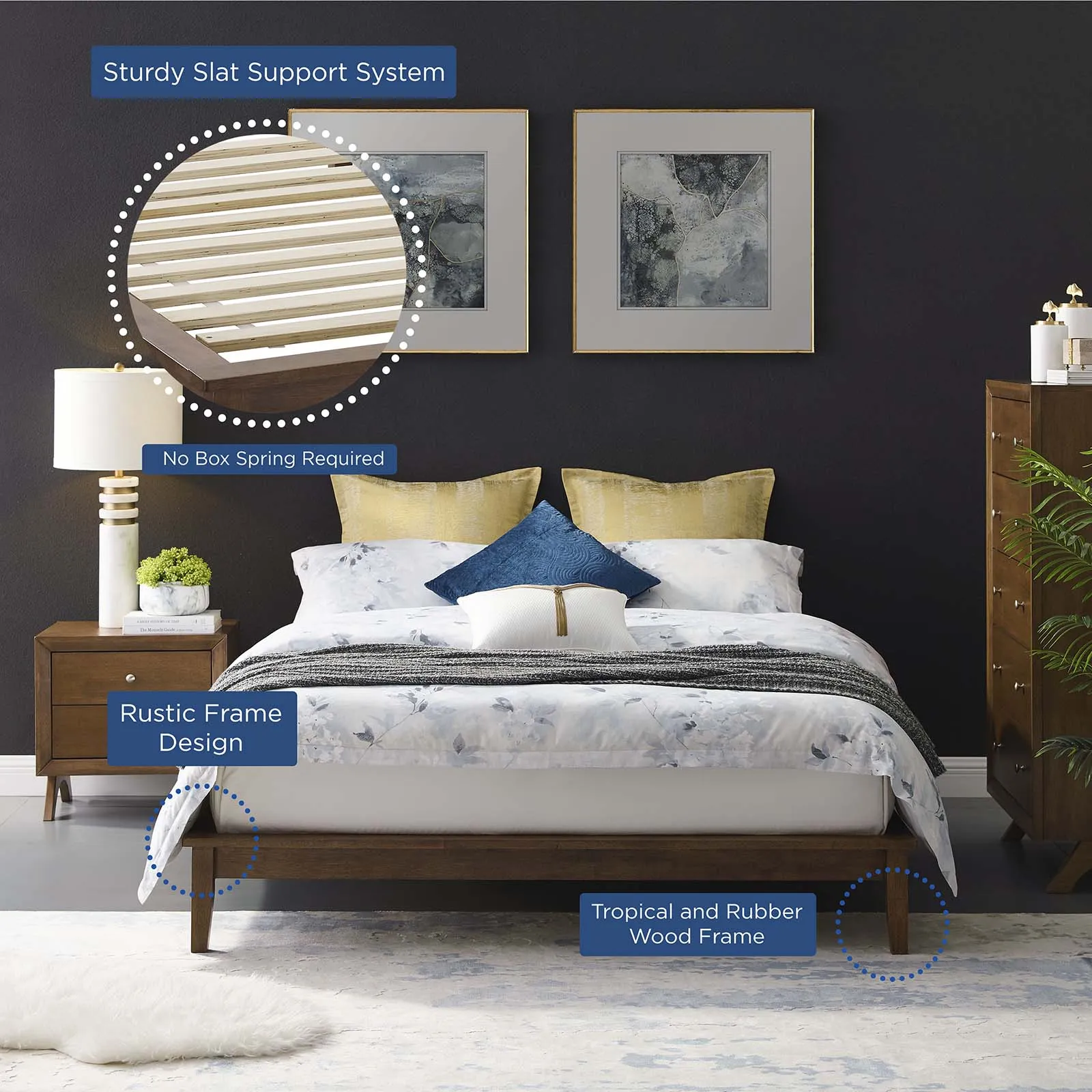 Lodge Wood Platform Bed Frame