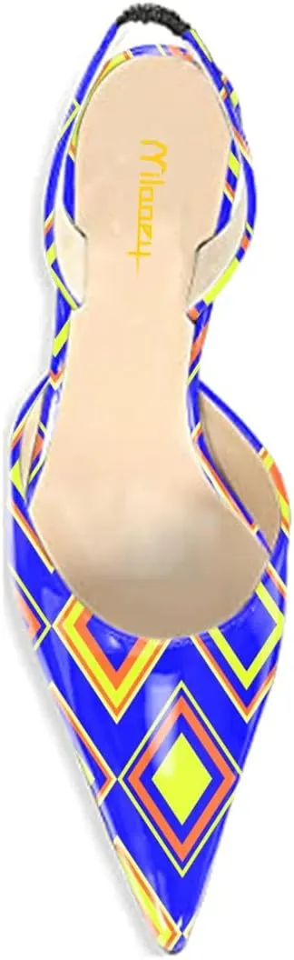 Milooey shoes Low Kitten D'Orsay Sandals for Women Sexy Pointed Toe Heeled Pumps Slingback Slip On Comfy Daily Walking Prom Wedding Dress Shoes Size 4-16 US