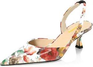 Milooey shoes Low Kitten D'Orsay Sandals for Women Sexy Pointed Toe Heeled Pumps Slingback Slip On Comfy Daily Walking Prom Wedding Dress Shoes Size 4-16 US