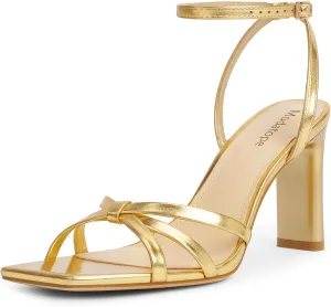 Modatope Strappy Heels for Women Square Open Toe Chunky High Heels Ankle Strap Heeled Sandals Comfort Dress Party Womens Sandals