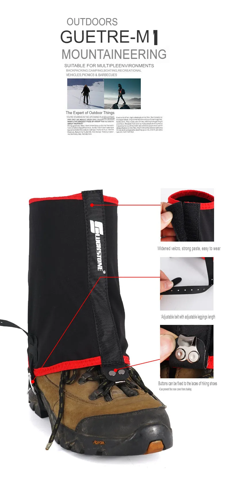 Outdoor Mountaineering Snow Cover, Sandproof, Waterproof, Tear-Resistant Leg Cover, Silicone Nylon Hiking Leg Cover, Lightweight Foot Cover