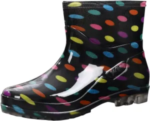 Rain Boots Women Women's Mid Calf Rain Boots Printed Waterproof Rubber Boots Short Garden Shoes Cute Ankle Booties