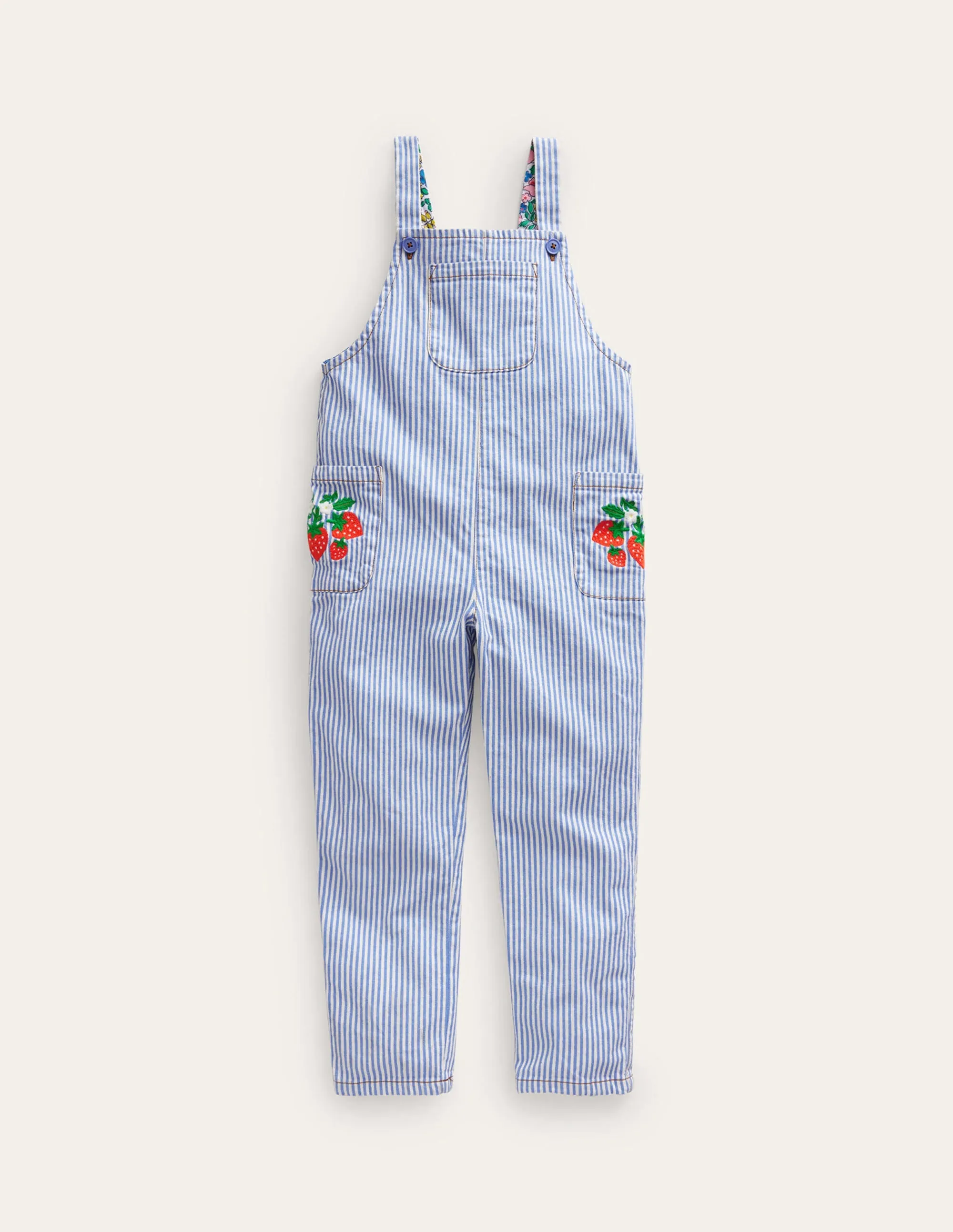 Relaxed Dungarees-Surf Blue / Ivory Stripe