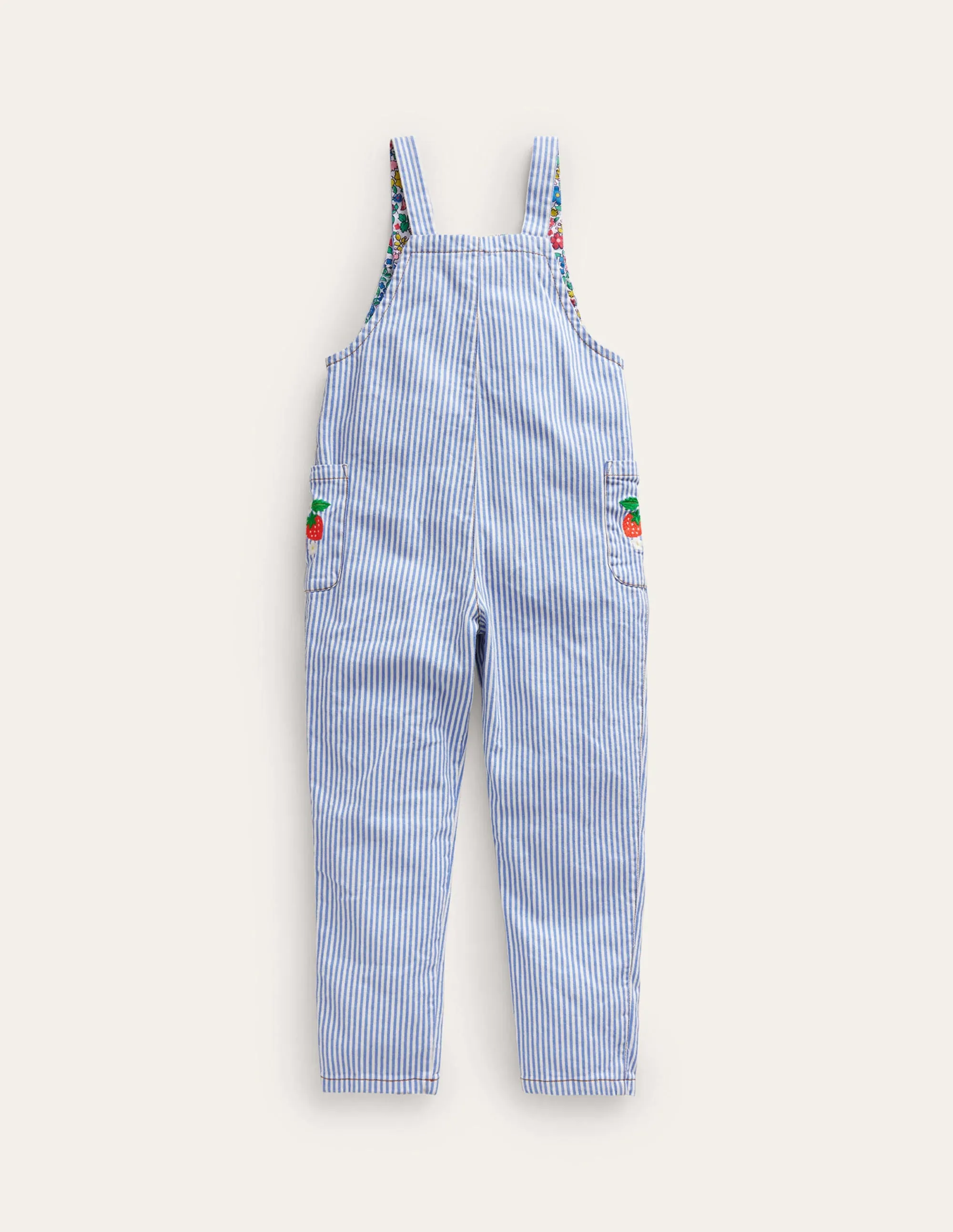 Relaxed Dungarees-Surf Blue / Ivory Stripe