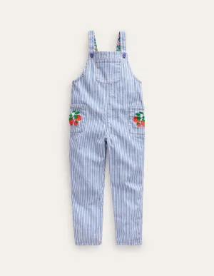 Relaxed Dungarees-Surf Blue / Ivory Stripe