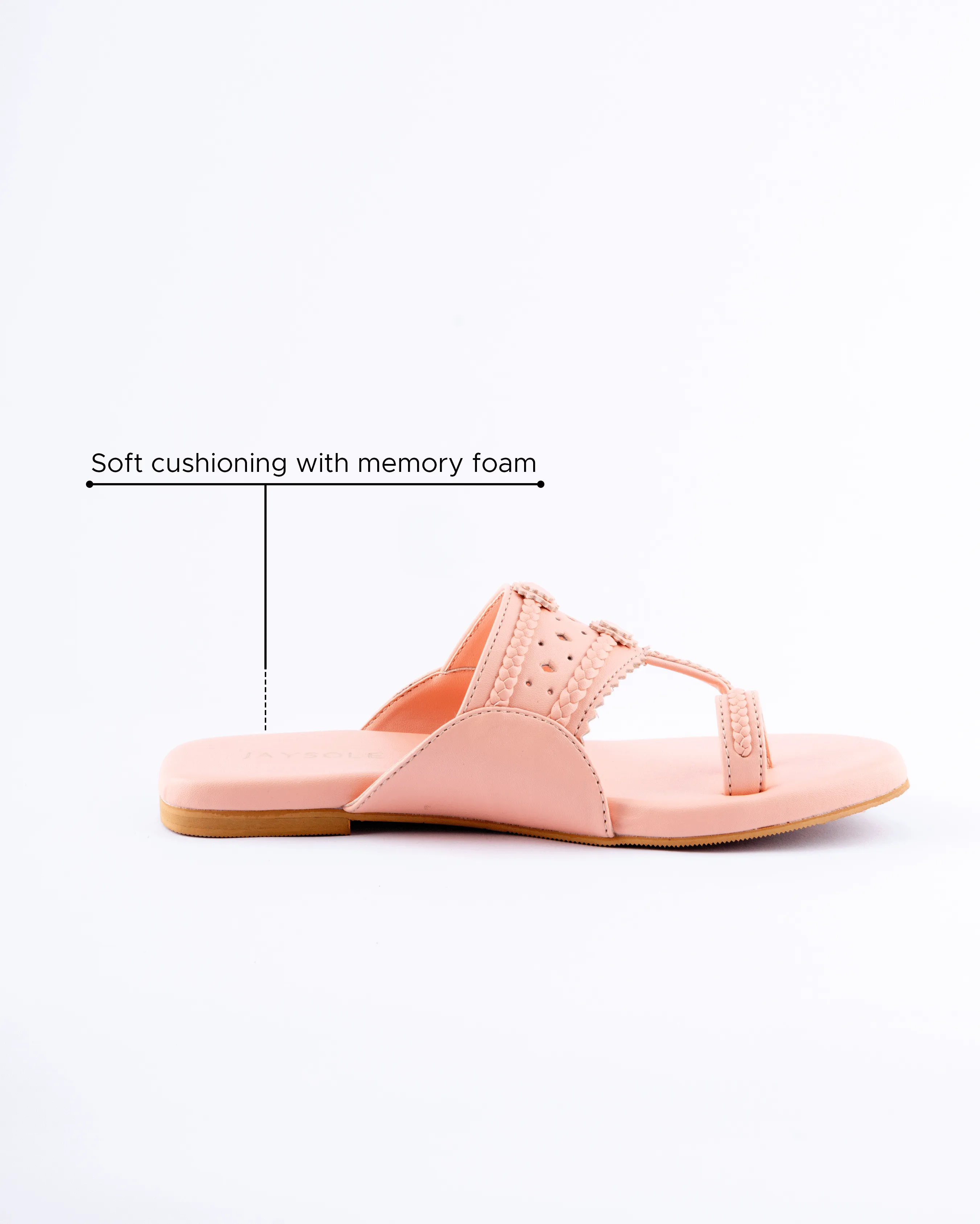 Salmon Peach Solid Kolha Flats