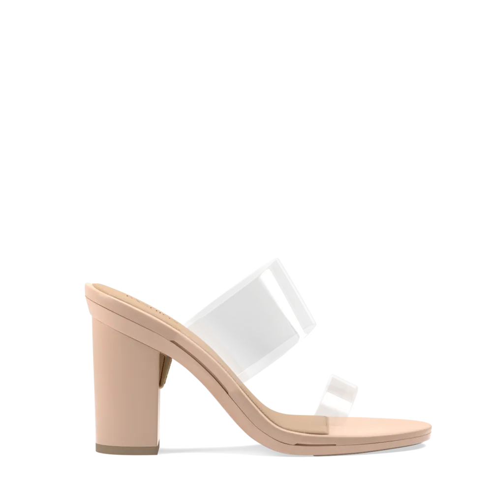 The Slide - Clear/Sand    Block Heel Kit 4 Sand