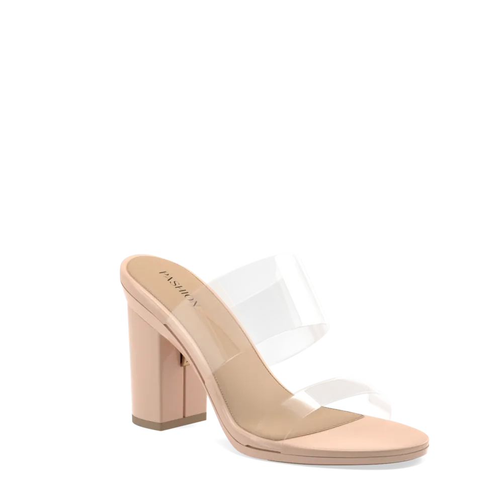 The Slide - Clear/Sand    Block Heel Kit 4 Sand