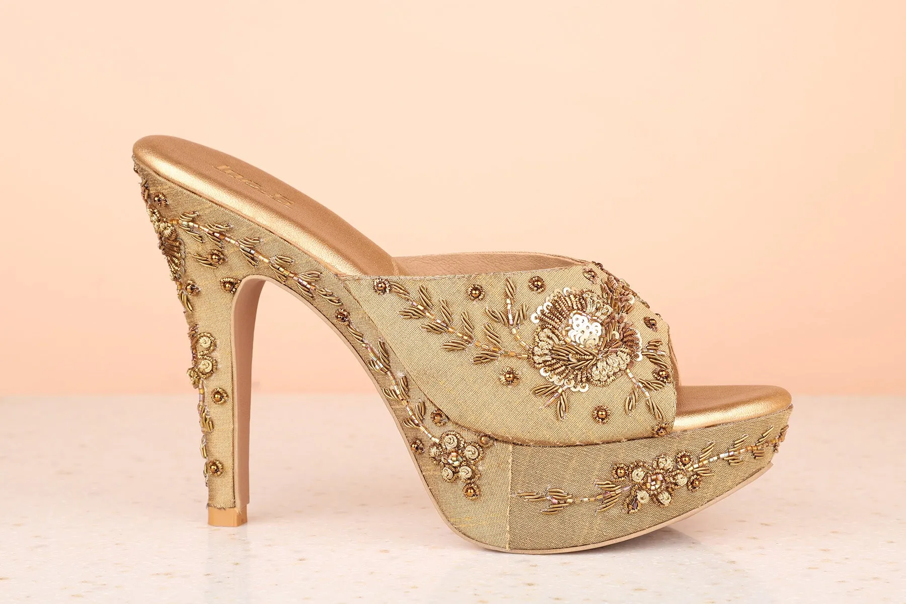 Women Antique Party Peep Toes Stiletto Heels