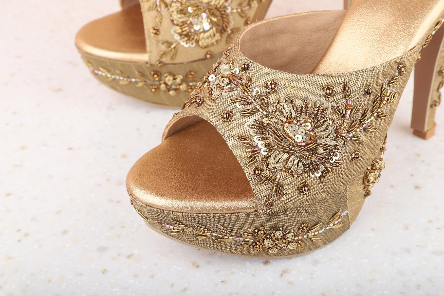 Women Antique Party Peep Toes Stiletto Heels