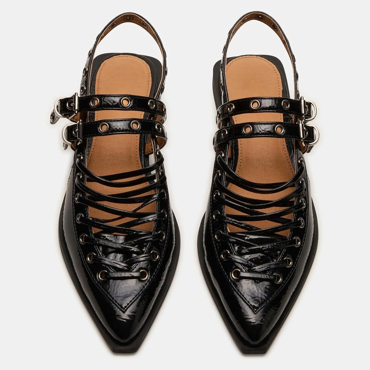 Yishaweiqi Ballet Flats Shoes for Women Pointed Toe Slingback Flats Buckle Strap Ballerina Shoes Casual Mary Jane Flats