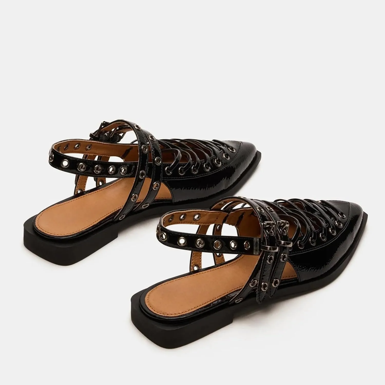 Yishaweiqi Ballet Flats Shoes for Women Pointed Toe Slingback Flats Buckle Strap Ballerina Shoes Casual Mary Jane Flats