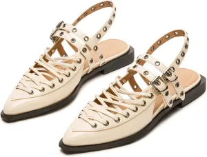 Yishaweiqi Ballet Flats Shoes for Women Pointed Toe Slingback Flats Buckle Strap Ballerina Shoes Casual Mary Jane Flats