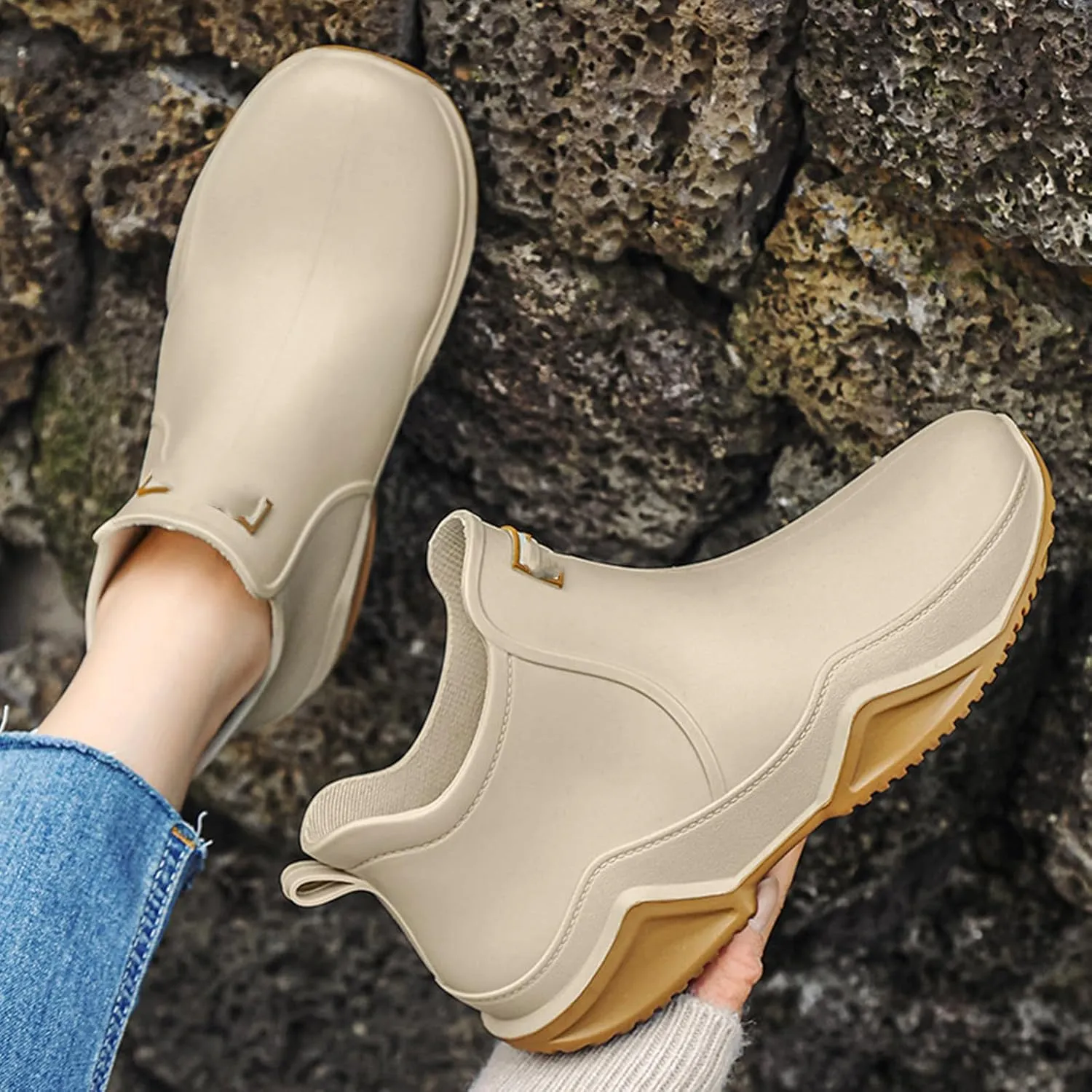 Zemure Rainies, Short Rain Boots, Waterproof Non-Slip Rain Boots for Outdoor, Rain Boots for Women Men