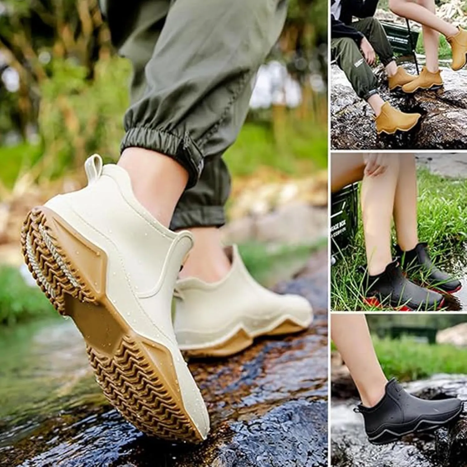 Zemure Rainies, Short Rain Boots, Waterproof Non-Slip Rain Boots for Outdoor, Rain Boots for Women Men